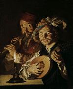 Matthias Stomer Lautenspieler und Flotenspieler oil painting on canvas